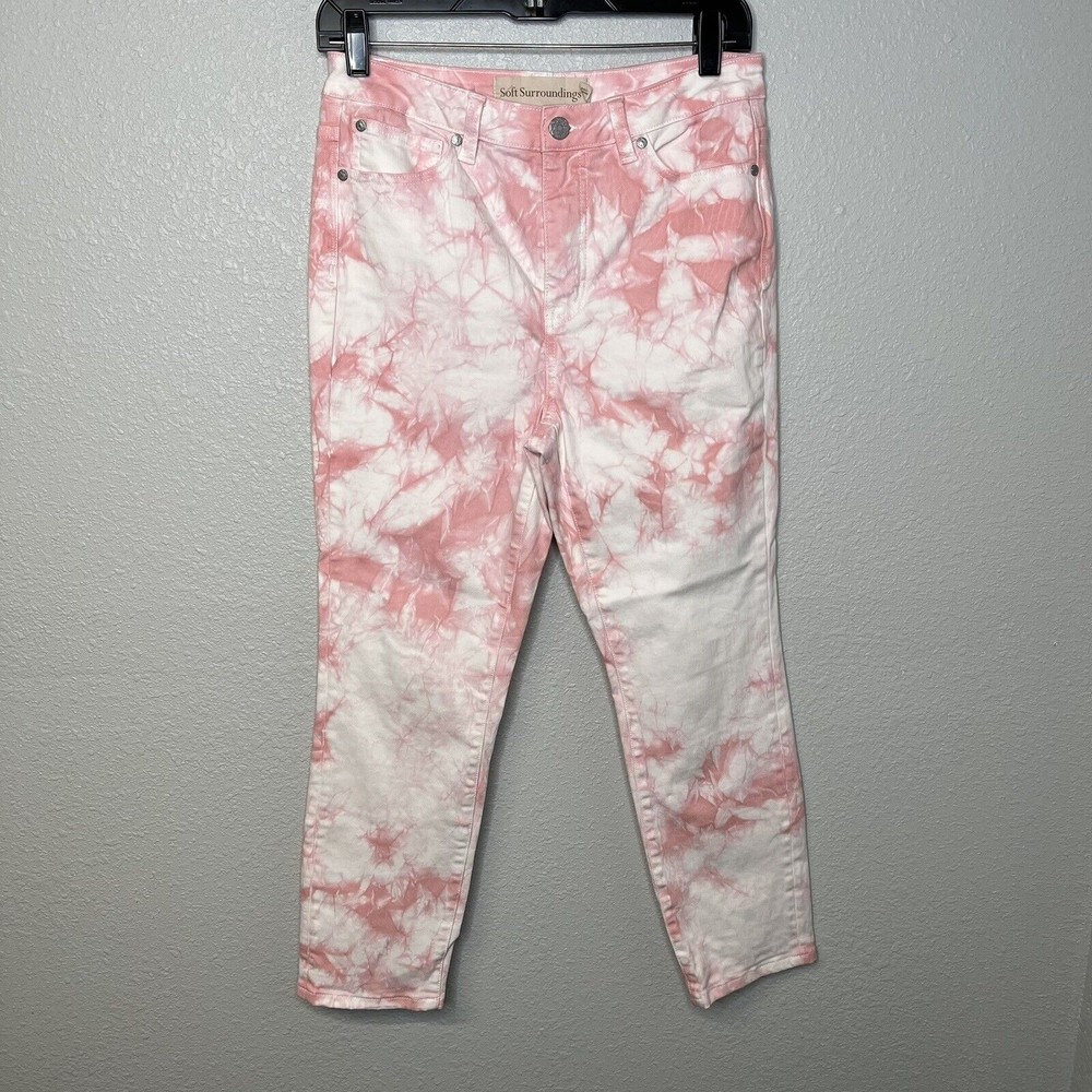 Soft Surroundings Size 6P The Ultimate Tie Dye High Rise Skinny Jeans Pink Pant
